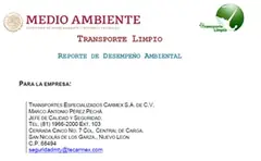 Programa Transporte Limpio SEMARNAT – TECARMEX empresa sustentable